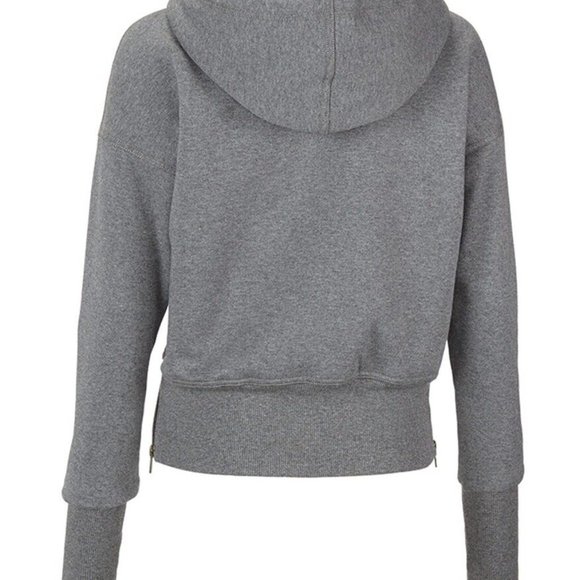 Cabi Apres Ski Hoodie Jacket Medium Grey Sherpa Lined Sweatshirt 3853 Side Zips - Picture 4 of 5